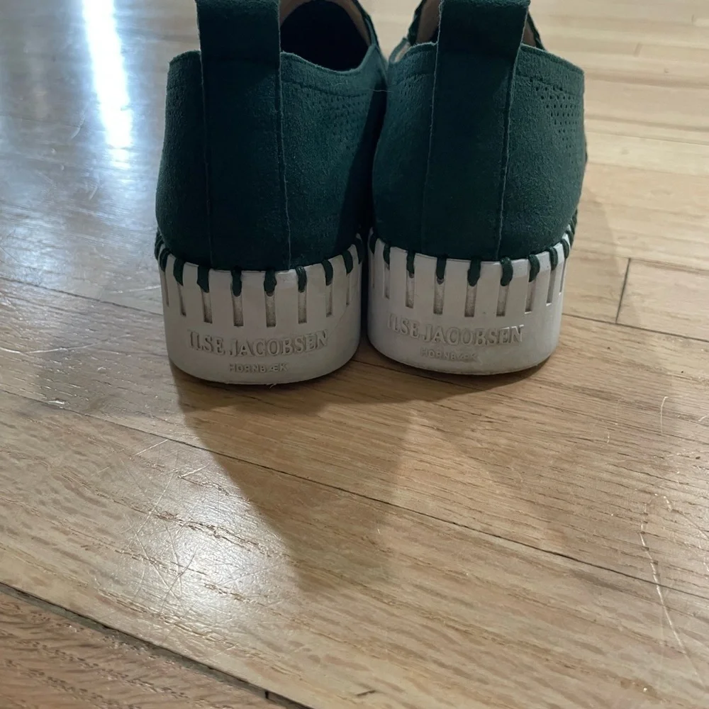 Ilse Jacobsen Green Platform Slip-Ons